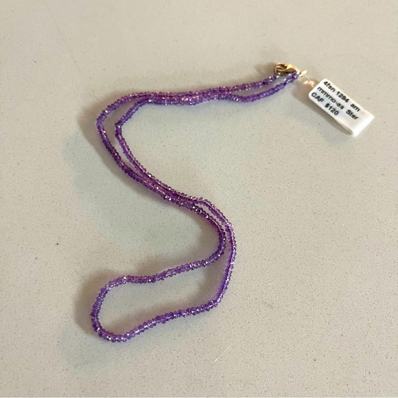 One of a kind faceted Amethyst beaded necklace 15” in length - Picture 1 of 10